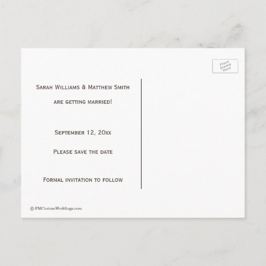 おとぎ話の結婚式の日付のはがきを保存 案内ポストカード (裏面)