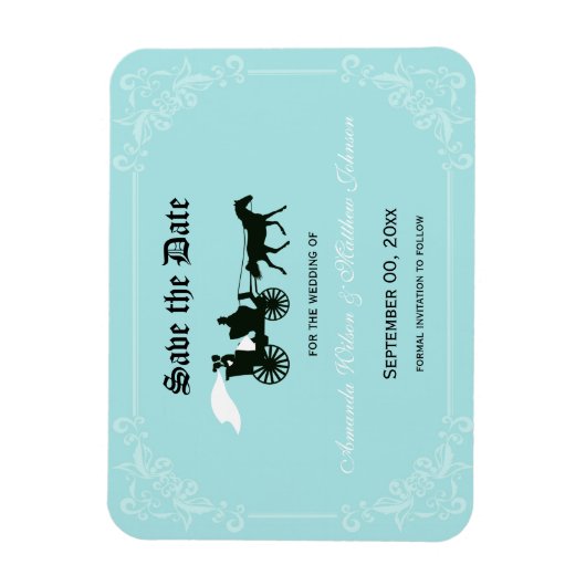 おとぎ話の結婚式の日付磁石を保存 マグネット (縦)