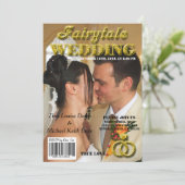 おとぎ話の結婚式の金ゴールドのグリッターの雑誌カバー 招待状 (スタンド正面)