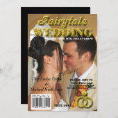 おとぎ話の結婚式の金ゴールドのグリッターの雑誌カバー 招待状 (正面/裏面)