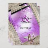 おとぎ話の結婚披露宴金ゴールドパープル 招待状 (正面/裏面)