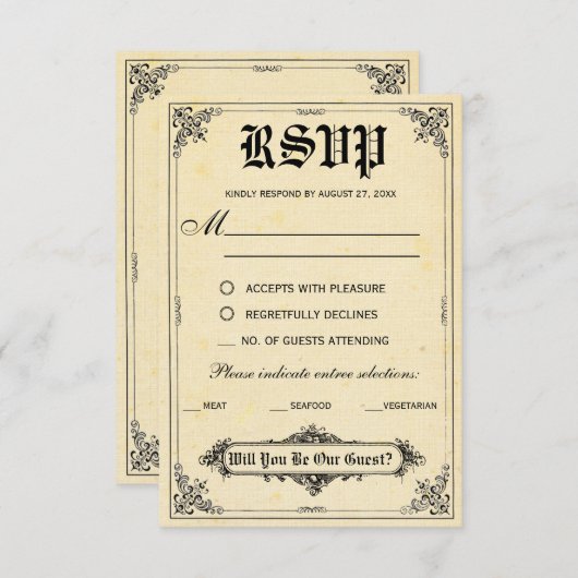 おとぎ話の絵本のような結婚式の出欠確認カード 出欠カード (正面/裏面)