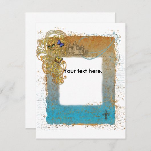 おとぎ話の絵本の城の招待状 招待状 (正面/裏面)