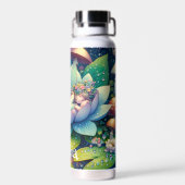 おとぎ話の花で眠るパーソナライズされたおとぎ ウォーターボトル (背面)