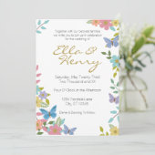 おとぎ話の花のウェディング招待状 5" x 7" 招待状 (スタンド正面)