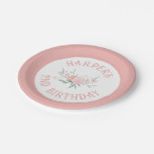 おとぎ話の花ピンクガール誕生日パーティー ペーパープレート (アングル)