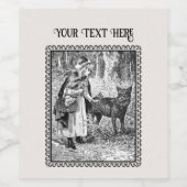 おとぎ話の赤い乗馬フードで森の狼のフレーム ワインラベル (シングルラベル)