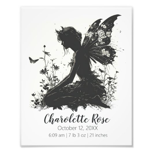 おとぎ話の赤ちゃんシャワーギフト |誕生統計ポスター フォトプリント (正面)