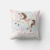 おとぎ話の赤ちゃん女の子ポニーピンクのバルーン星 クッション (正面)