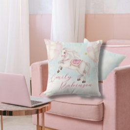 おとぎ話の赤ちゃん女の子ポニーピンクのバルーン星 クッション