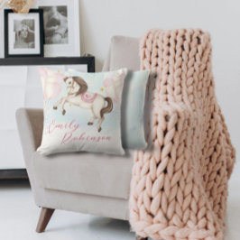 おとぎ話の赤ちゃん女の子ポニーピンクのバルーン星 クッション