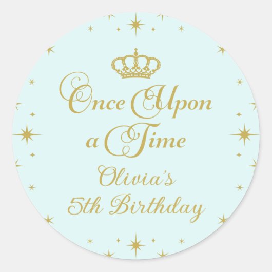 おとぎ話の金のプリンセスの誕生日 ラウンドシール (正面)