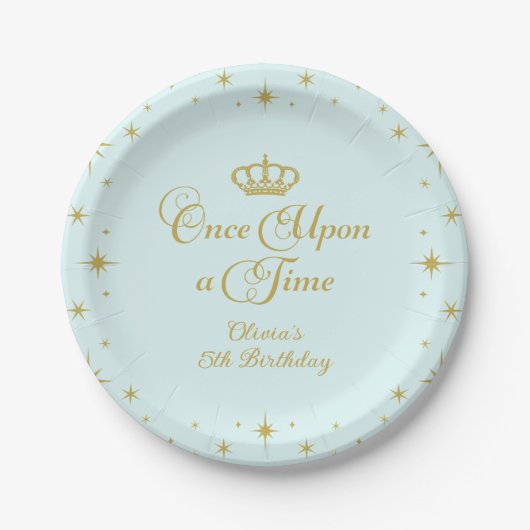 おとぎ話の金のプリンセス 誕生日 ペーパープレート (正面)