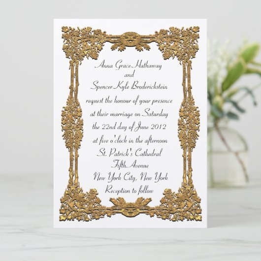 おとぎ話の金  ウェディング招待状 5.5" x 7.5" 招待状 (スタンド正面)