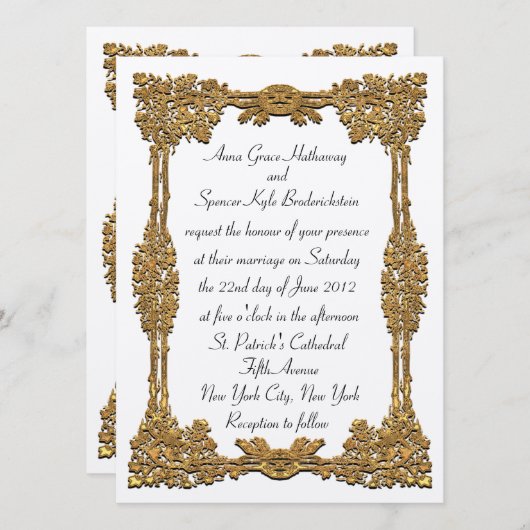 おとぎ話の金  ウェディング招待状 5.5" x 7.5" 招待状 (正面/裏面)