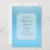 おとぎ話の青いグリッター スイート16パーティーの招待状 招待状 (正面)