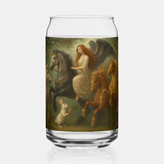 おとぎ話の馬と天使のドリンクウェアセット ガラス缶 (正面)
