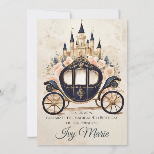おとぎ話の馬車と城招待状 招待状 (正面)