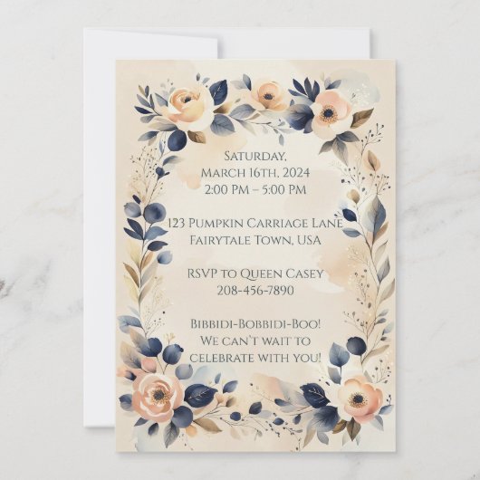 おとぎ話の馬車と城招待状 招待状 (裏面)