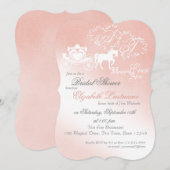 おとぎ話の馬車 ブライダルシャワー ピンク 招待状 (正面/裏面)