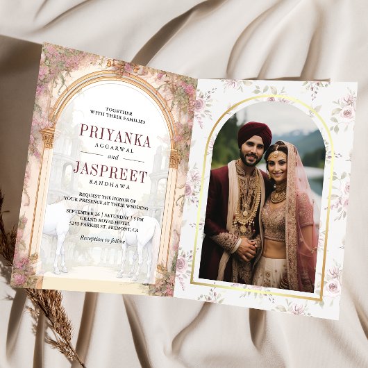おとぎ話の馬 インドの古代宮殿の結婚式 招待状