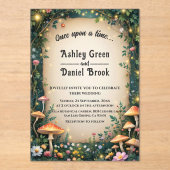 おとぎ話の魅惑の森の神話の結婚森の アクリル招待状 (正面)