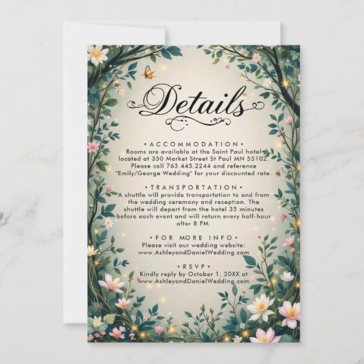 おとぎ話の魅惑の森フローラウッドランド結婚ズ 招待状 (裏面)