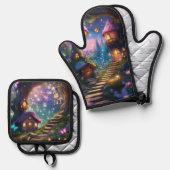 おとぎ話の魔法の村 鍋つかみ&鍋敷きセット (正面/裏面)