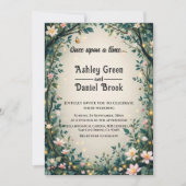 おとぎ話の魔法の森の花のフェアリーテイルウェディング 招待状 (正面)