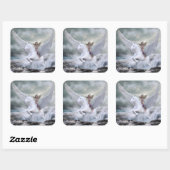 おとぎ話の魔法の神秘的ユニコーンと女性 スクエアシール (シート)