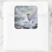 おとぎ話の魔法の神秘的ユニコーンと女性 スクエアシール (バッグ)