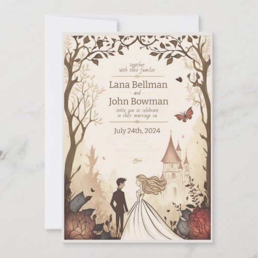 おとぎ話をテーマにした結婚式招待状 シーズンカード (正面)