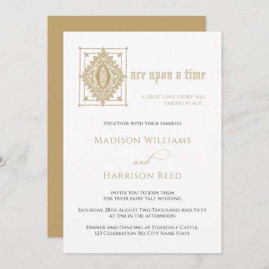 おとぎ話を時間図書館に結婚書く 招待状 (正面/裏面)