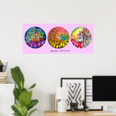 おとぎ話イエローピンクブルー ポスター (ホームオフィス)