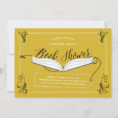 おとぎ話イエロー金ゴールド赤ちゃんシャワー本シャワー 招待状 (正面)