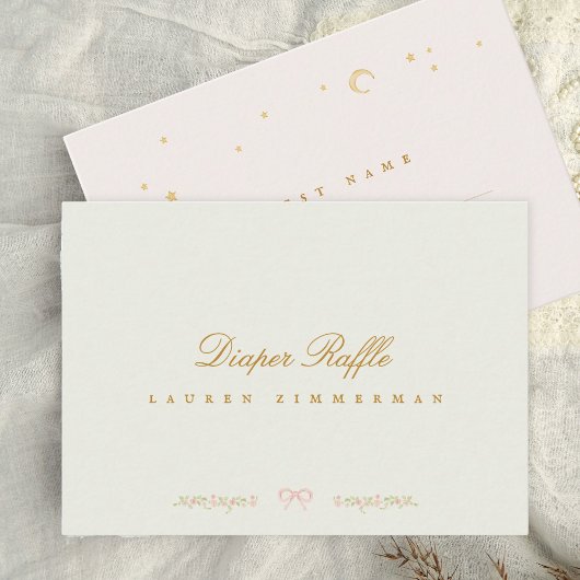 おとぎ話エレガントの赤ちゃんシャワーおむつラッフル ノートカード