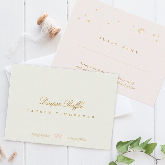 おとぎ話エレガントの赤ちゃんシャワーおむつラッフル ノートカード