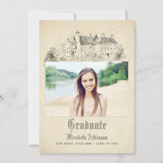 おとぎ話オールドヴィンテージ城卒業パーティー 招待状 (正面)