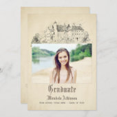 おとぎ話オールドヴィンテージ城卒業パーティー 招待状 (正面/裏面)