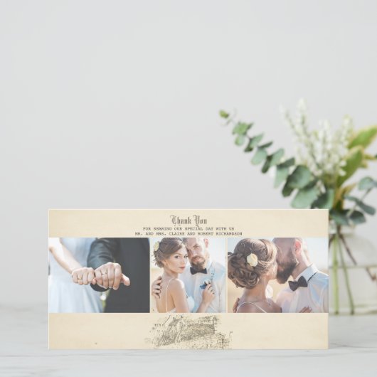 おとぎ話オールドヴィンテージ結婚式ありがとう サンキューカード (スタンド正面)