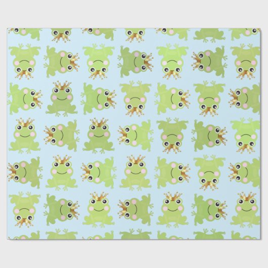 おとぎ話カエル王子の赤ちゃんシャワーブルー ラッピングペーパー (フラット)