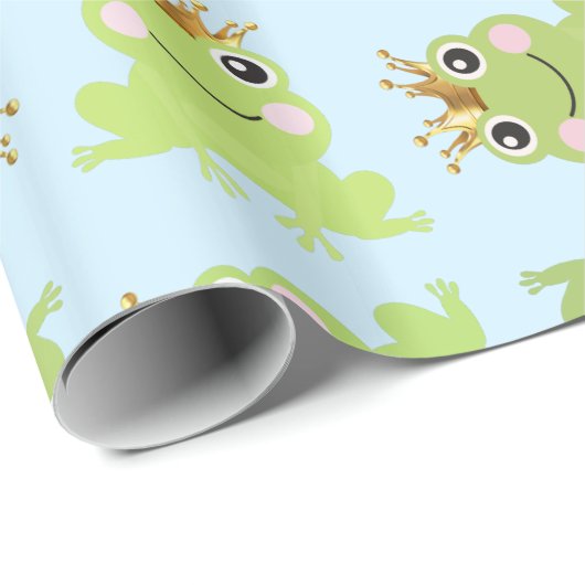 おとぎ話カエル王子の赤ちゃんシャワーブルー ラッピングペーパー (ロールコーナー)