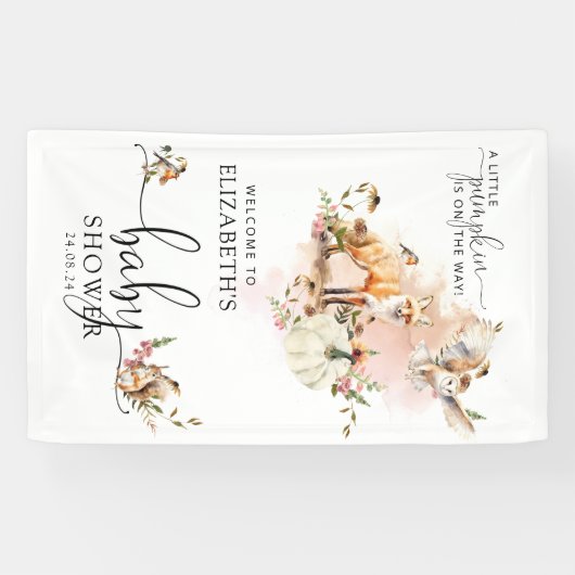 おとぎ話カボチャ秋ベビーシャワーウェルカム 横断幕 (横)