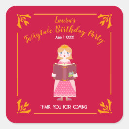 おとぎ話ガールバースデーパーティー スクエアシール