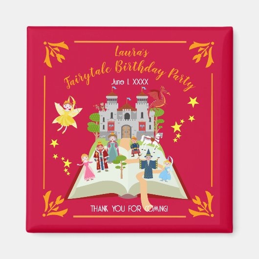 おとぎ話ガールバースデーパーティー マグネット (正面)
