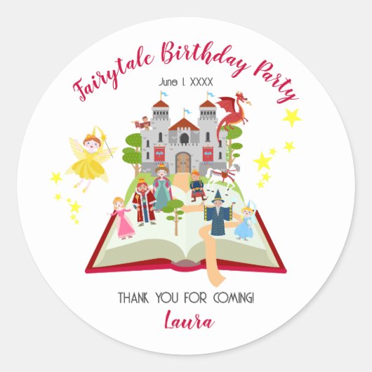 おとぎ話ガールバースデーパーティー ラウンドシール (正面)