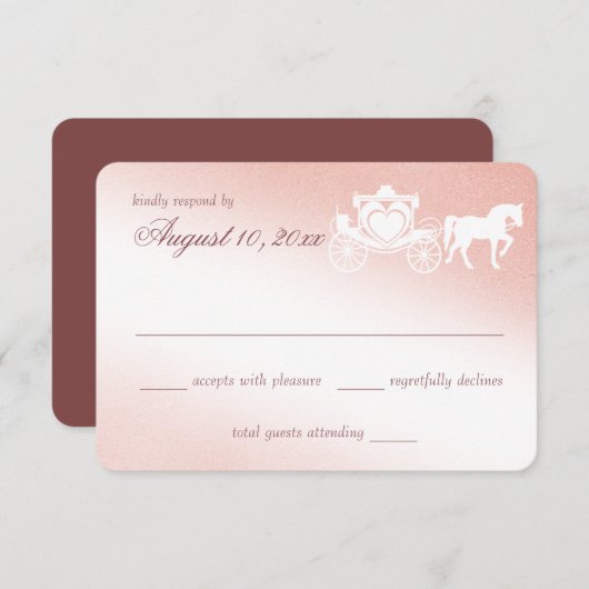 おとぎ話キャリッジピンクの応答カード 出欠カード (正面/裏面)