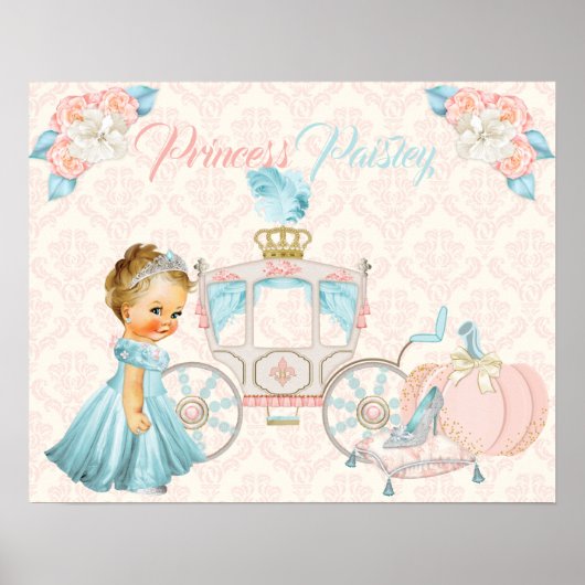おとぎ話キャリッジプリンセスパーソナライズされた子供部屋 ポスター (正面)