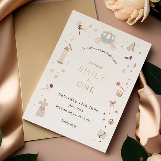 おとぎ話キャリッジプリンセスパーティーフォイル招待状 箔招待状