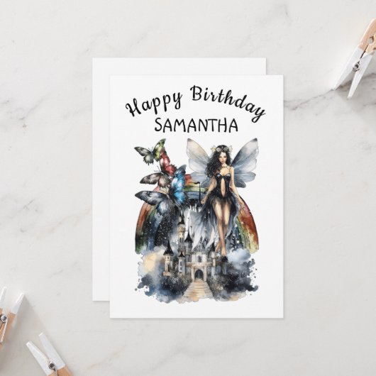 おとぎ話コラージュ誕生日カード 招待状 (正面/裏面インサイチュ)